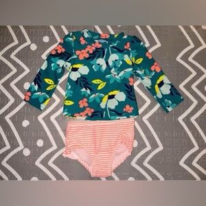 NWT Carter’s 2 pc. Long Sleeve Rash guard Swimsuit / Baby Girls Size 6-9M
